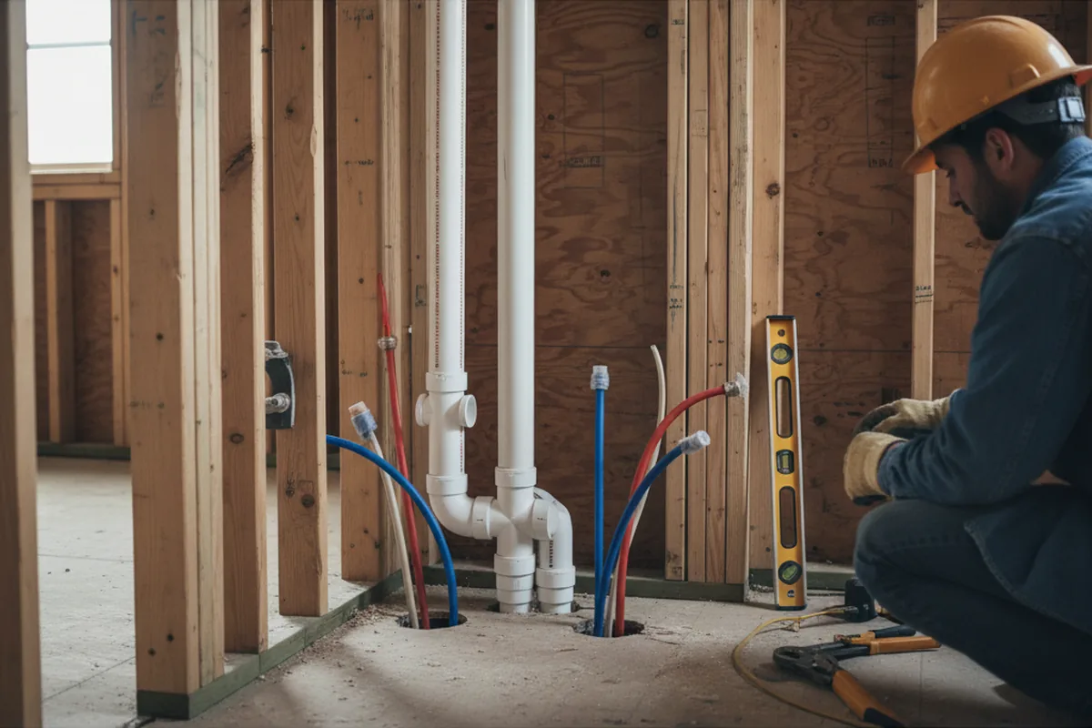 Drain and supply rough-in during Drain Cleaning in Meigs