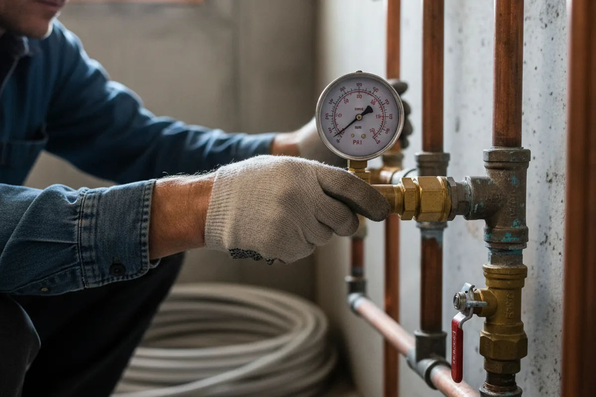 Pressure testing a repaired line during Water Line Repair in Meigs